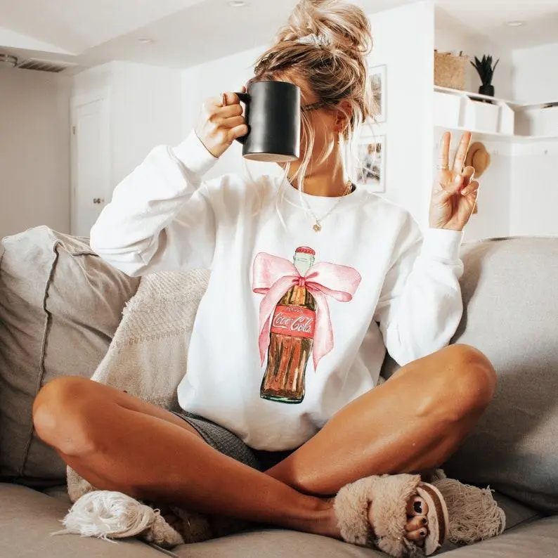 Classic Coke Pink Bow Sweatshirt, Cola Lover I Need A Coke Funny Shirt