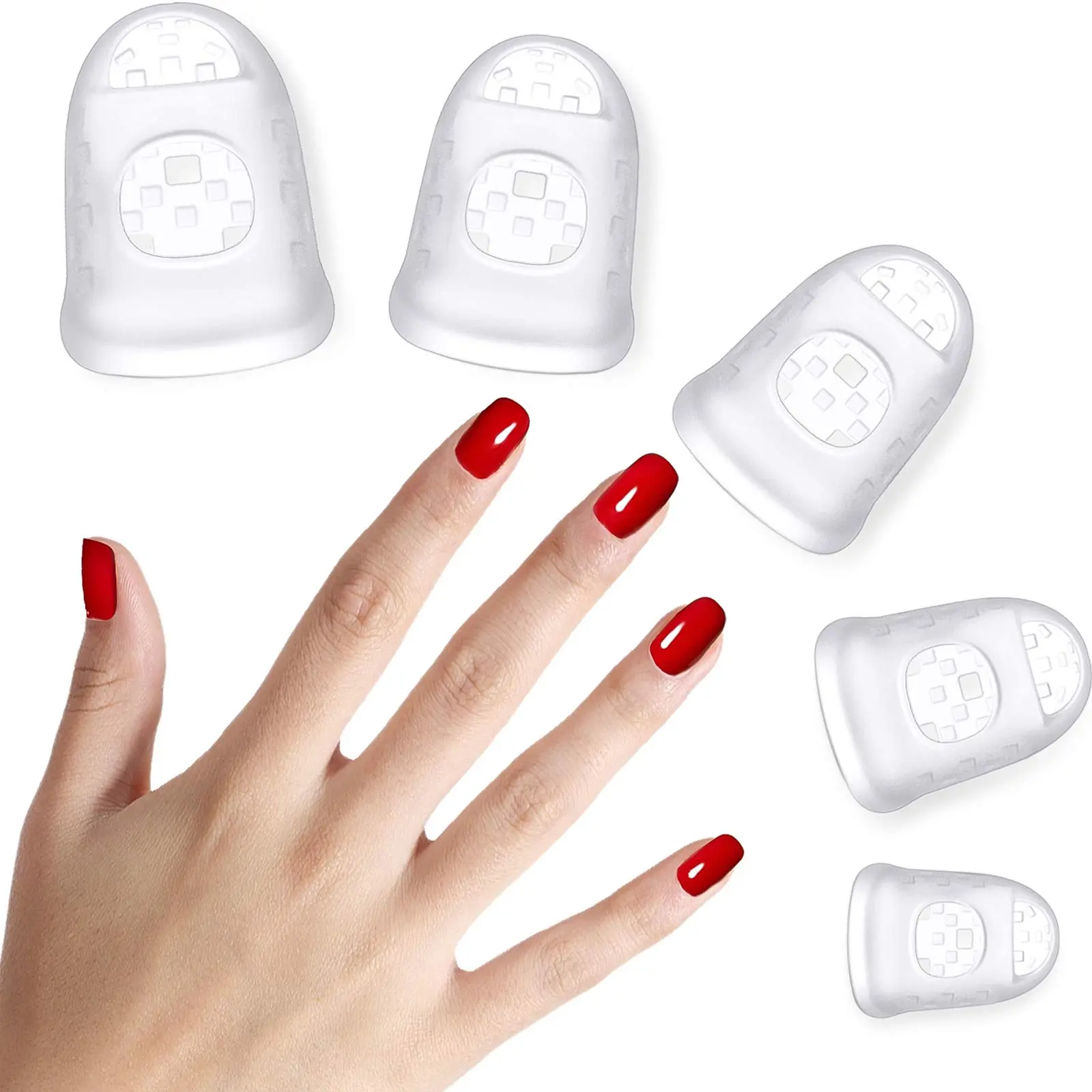 20pc Durable Tear-Resistant Transparent Silicone Guitar Fingertip Protectors - Anti-slip Finger Guards, 5 Sizes Unisex Sewing Tool for All Ages Stringed Instrument Practice, Playing (Guitar, Mandolin), Multi-Size