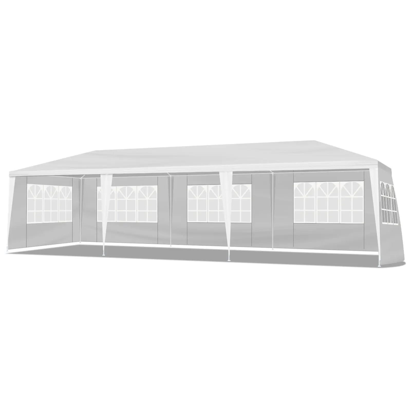 10x30 ft Heavy-Duty Waterproof PE Frame Tent for Outdoor Weddings & Events, Large Size with 5 Removable Walls & Windows, Spiral Pipe Frame, Ground Stake Secure Fit, Sun & Light Rain Protection, Simple Setup, Wedding, Pe Fabric
