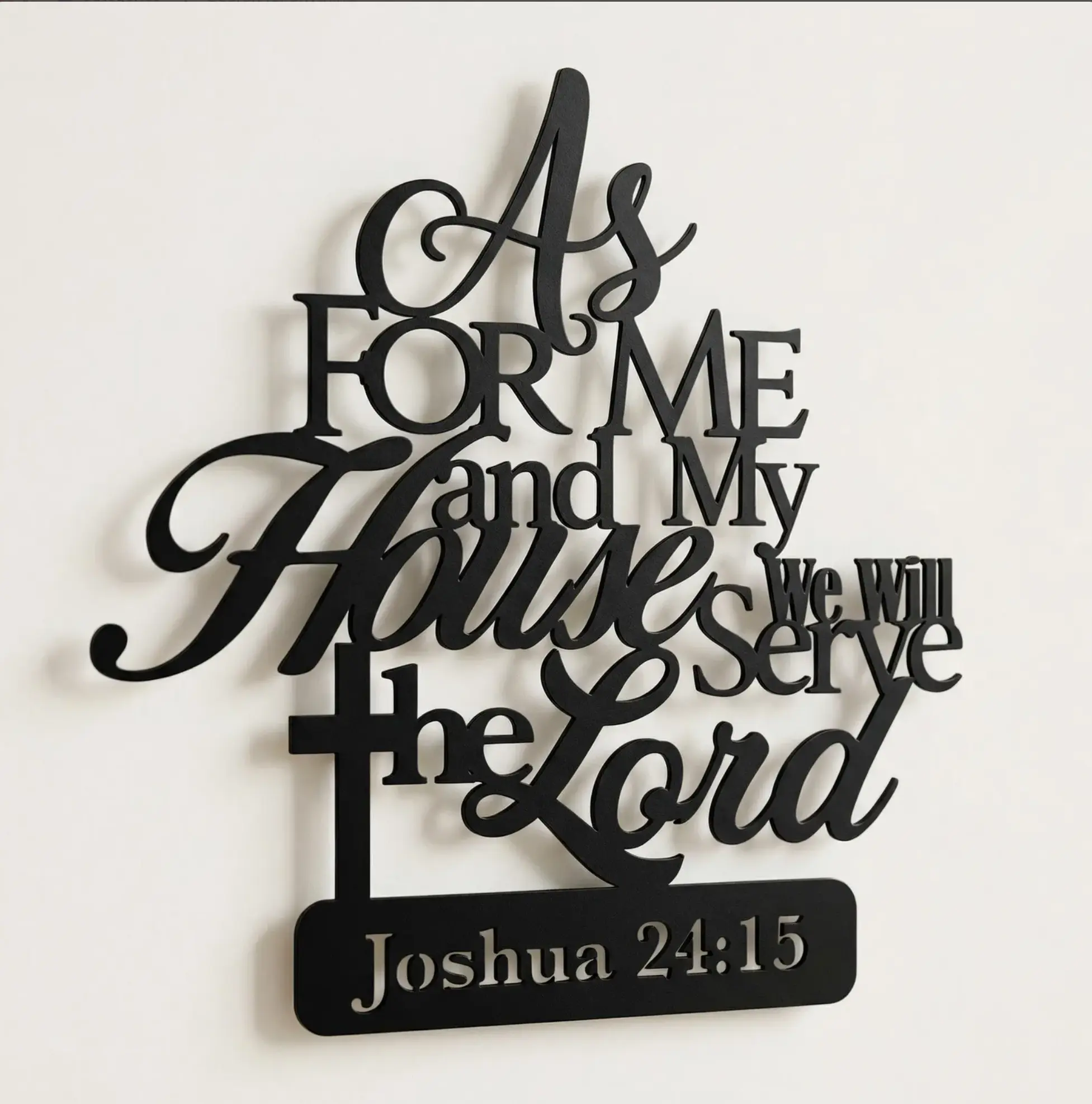 Christian Iron Wall Decor - "As For Me and My House We Will Serve The Lord" Bible Verse Sign, Religious Script Art, Home Decor Gift for Christians
