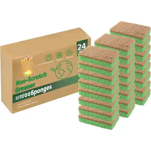 24 Pack  Sponges - Biodegradable Compostable Cellulose and Coconut  Sponges for Dishes,  Non  Kitchen Sponge