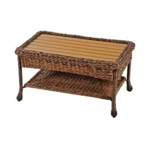 212 MAIN Teak Wooden Outdoor Patio Coffee Table - Lightweight, Weatherproof, Natural Finish, Iron Base, Weather Resistant Table, Outdoor Furniture, Wooden Outdoor Table
