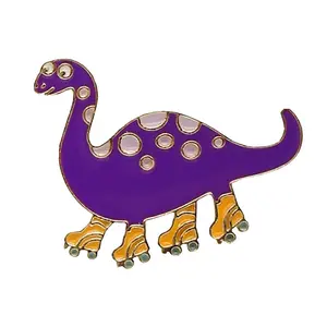 Purple Dinosaur With Skates Enamel Pin