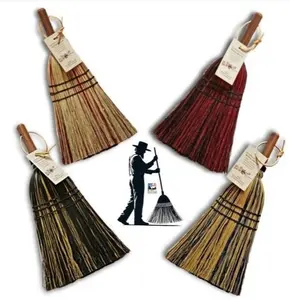 AUTHENTIC DELUXE MULTI-COLORED WHISK BROOM - Amish Corn Straw Hand Brush & Handle