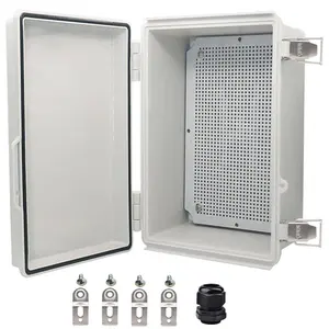 IP67 Waterproof Outdoor Electrical Junction Box, ABS Plastic Industrial Safety Organiser with Light Cover, Water Proof