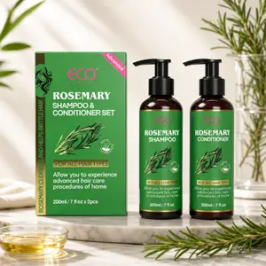 ECO Finest Organic Plant-Based Rosemary & Peppermint Shampoo & Conditioner Set, Daily Cleanser to Strengthen, Nourish All Hair Types + Free 2-in-1 Wash for Hair Health Restoration
