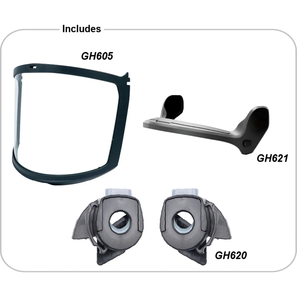 Caco America B3166550 Full Face Visor Kit - Black, 1 Piece, 1 Size, Polycarbonate, Anti-Fog Inside, Quick Release, High Impact, Scratch Resistant, Includes Parts, GH605 Motorcycle Helmet Accessory, One Size