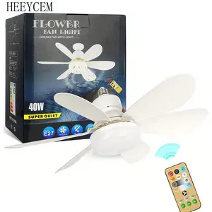 Ceiling Fan Light – Cordless Mini Ceiling Fan with Remote Control (Base Not Included), 3 Wind Speeds, Dimmable LED, Timer Function, Suitable for Bathroom, Bedroom, Living Room, Wardrobe, Garage and Laundry Room