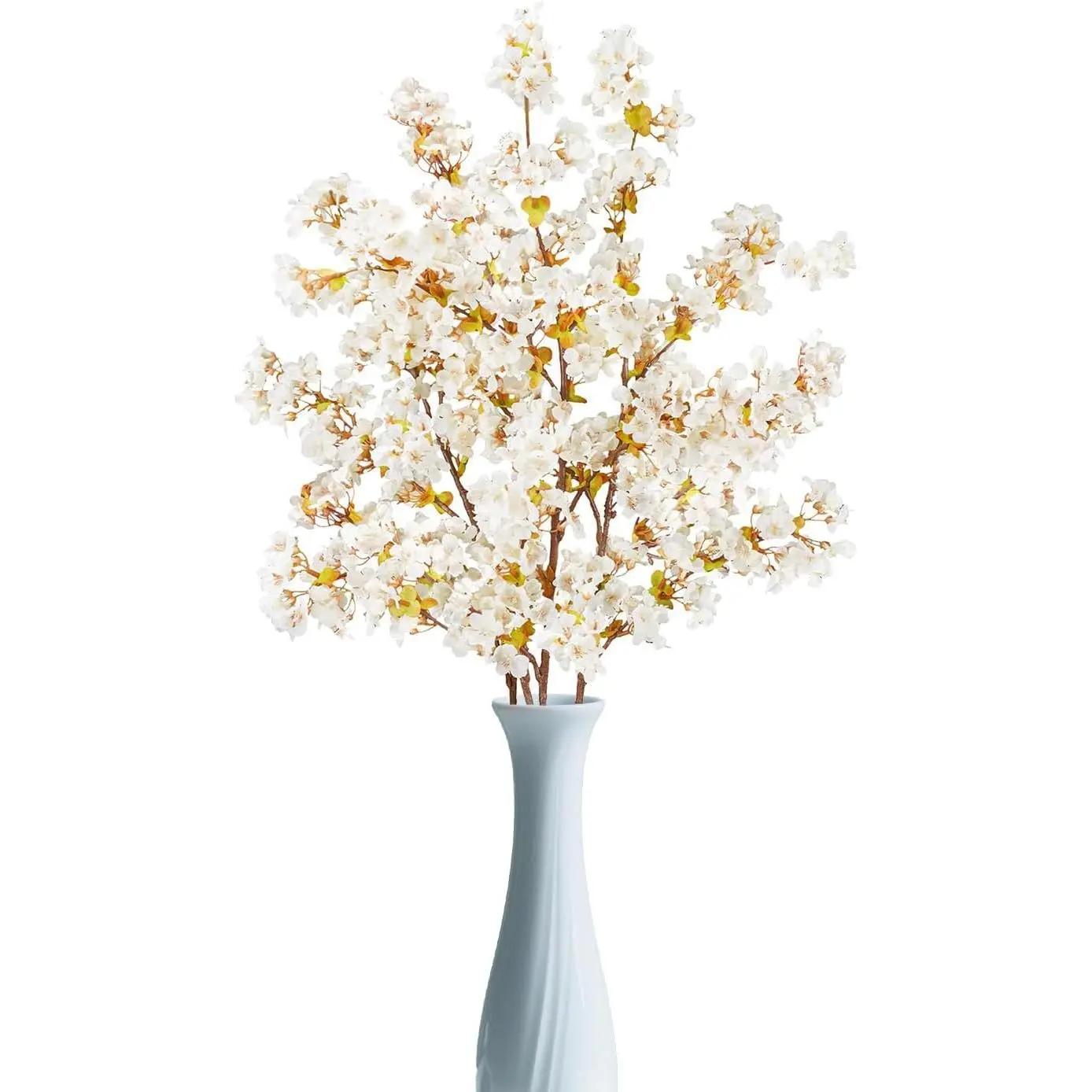 39.3 Inch White Cherry Blossom Branches Fake Cherry Blossom Bouquets Long 3pcs Branches Flowers Stems Silk Tall Japanese Fake Flower Arrangements for Home Wedding Party Decoration