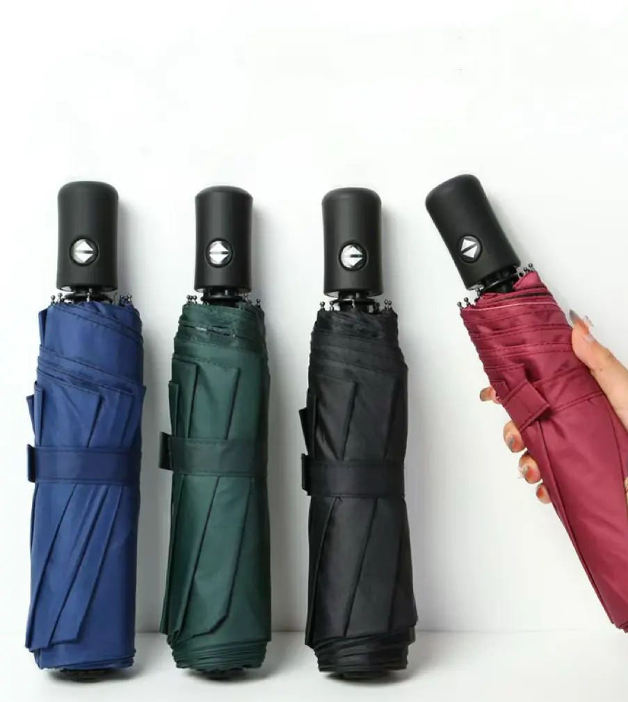 8-Bone Automatic Folding rainy day Umbrella - 1-Click Open/Close, UV-Blocking Black Glue, Portable Travel Essential for Men and Women