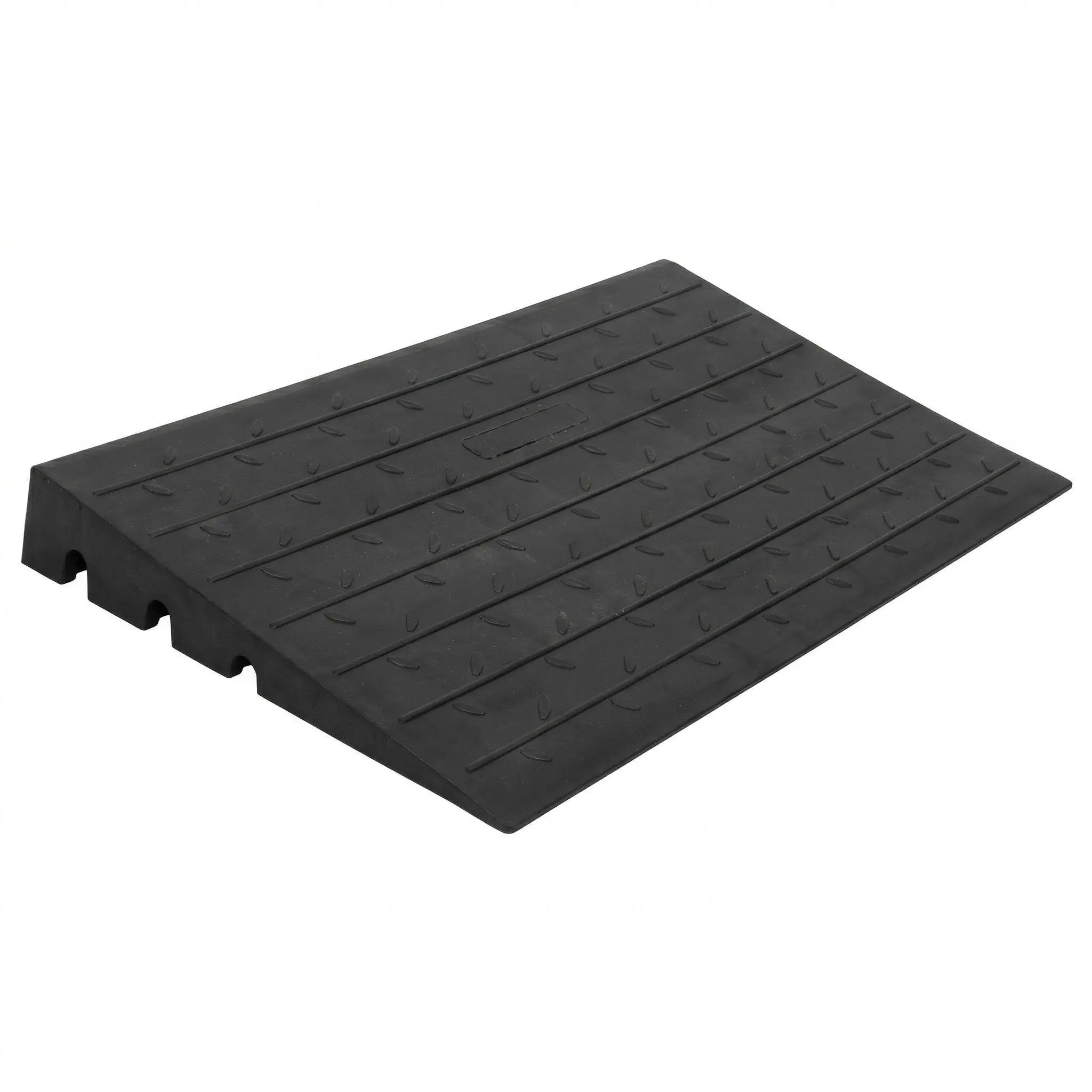 GARVEE Portable Rectangular Functional Rubber Threshold Ramp - 2.5" Height, 2500LBS Capacity, Easy-Setup Wheelchair Ramp with 3-Channel Cable Protector for Home Doorways (Wheelchairs, Pets)