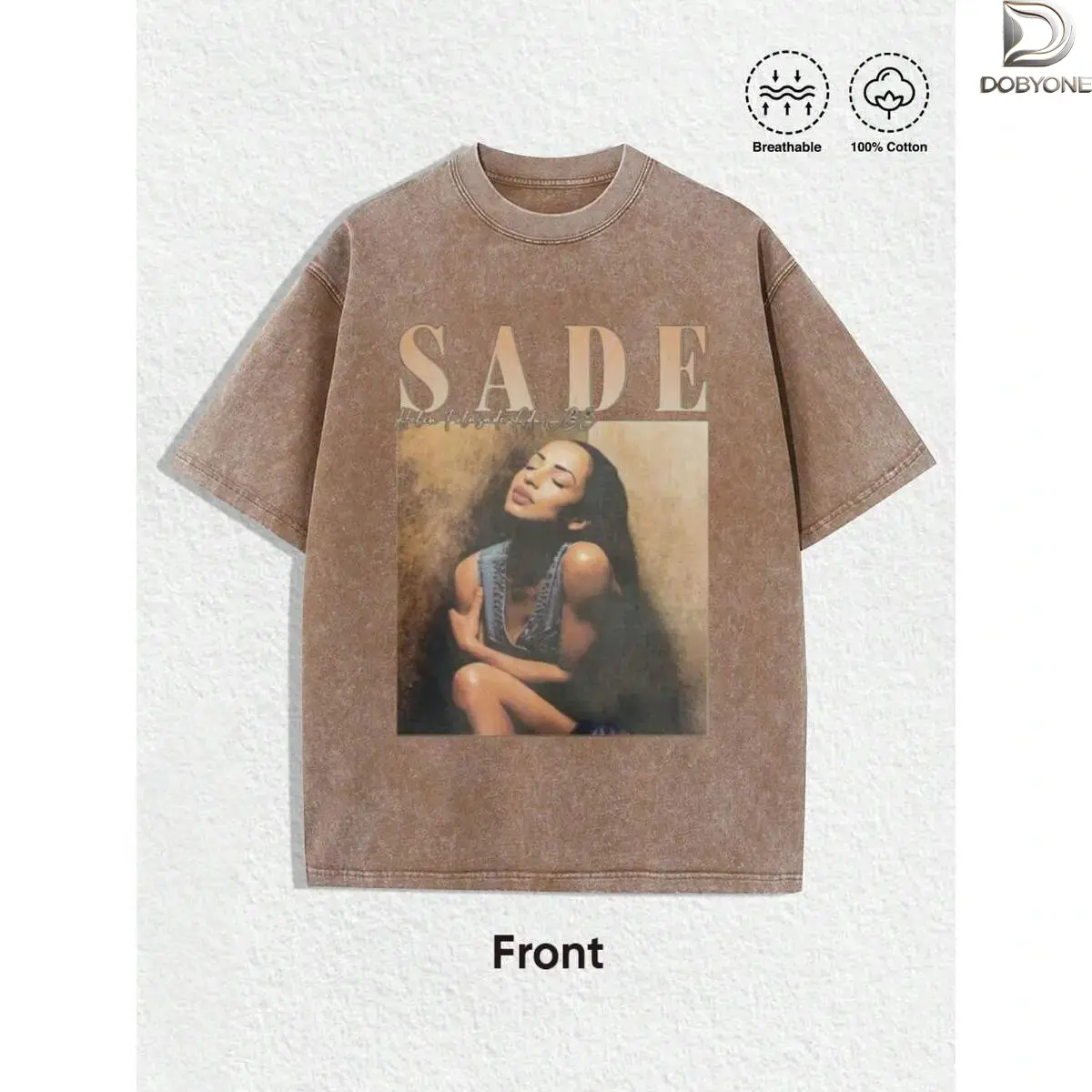 DOBYONE 1PCS Summer Tops, Y2K Swag Tee, Vintage Sade Graphic T-Shirt - Bohemian Retro Music Band Tee With Black & Golden Print, Spring/Summer/Fall Men Clothes, Regular Fit Shirt, Christmas & Halloween & Pride & Father's Day & Easter & Mother's Day