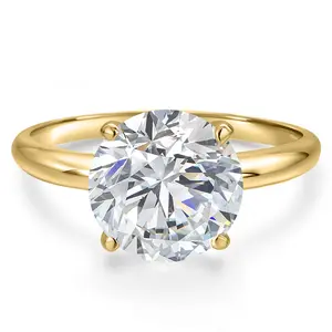 0.75-5 Ct IGI Certified Lab Grown Diamond in 14K Yellow Gold Solitaire Engagement Ring For Women | Round Cut | E-F Color | VS1-VS2 Clarity | Wedding Anniversary Ring