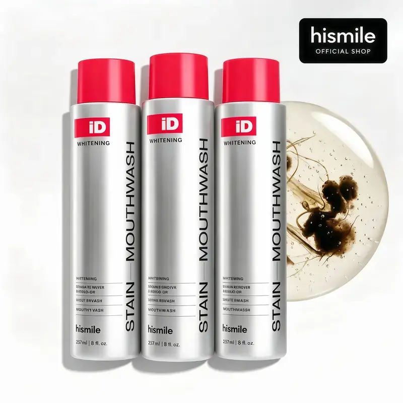Hismile iD Oral Stain-Whitening Mouthwash - 237ml, Teeth Whitening, Essential Oils-Infused Breath Freshening (Beauty & Personal Care, Nasal & Oral Care)
