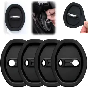 4PCS Car Door Lock Silicone Cover Sound Dampening Pad Silicone Car Door Latch Lock Cover Strike Protector Universal Latch Guard Slam Stopper Shock Absorber for Interior Auto Gate Latches, Vehicle