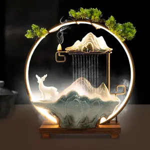 Trending Lucky Desktop Waterfall Fountain - LED Light & Fish Tank for Home/Office Wealth & Calm