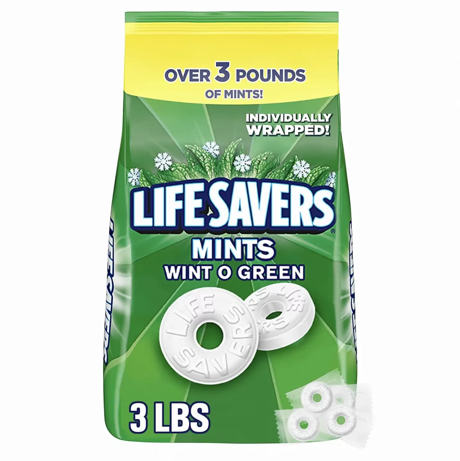 Life Savers Wint-O-Green Breath Mints Bulk Hard Candy, Party Size Bag, 53.95 oz.
