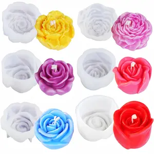6 Piece Flower Candle Silicone Molds, 3D Flower Candle Molds, DIY Handmade Soap Clay Gypsum Resin Crafts, Modern Design for Craft Lovers, Soapmaking, Handcraft, Soap Making Supplies