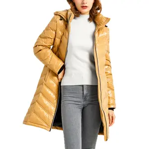 Orolay Outwear Women's Quilted Winter Long Down Coat - Stylish Hooded Puffer Jacket for Cold Weather Womenswear Tops