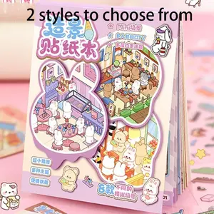 21-Piece Cute Cartoon Mini Creative Fun Scene Stickers Set, 3D Stereo House DIY Stress Relief, Handmade Craft Journal Accessories, Self Adhesive Stickers