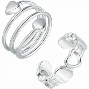 Nandudu 2pcs Copper Ring for Women 99.99% Pure Copper Magnetic Rings Gifts Adjustable Design 4 Powerful Magnets for Lymphatic Wellness Gold Statement Chain Gold Plated Necklace