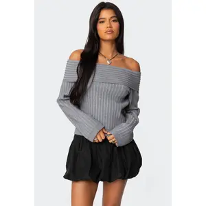 Brandy Fold Over Ribbed Sweater Brandy Fold Over Ribbed Sweater