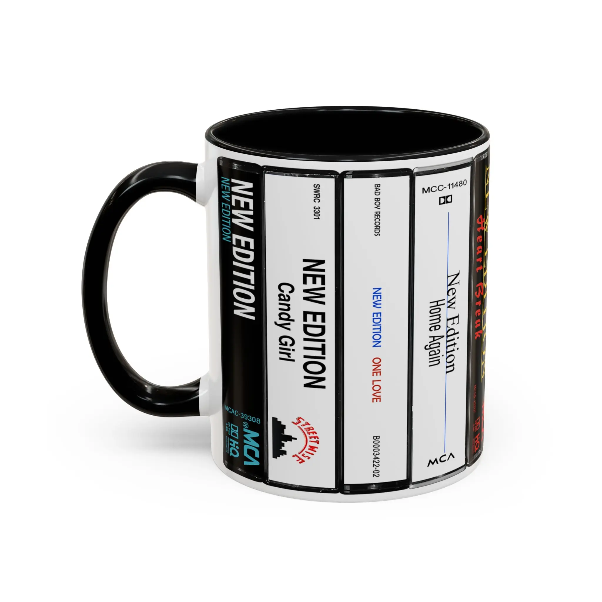 [SALE UP TO 51%] New Edition Cassette Tape Mug, Retro Album Spines Coffee Cup, 80s R&B Boy Band Gift, Soul Music Decor