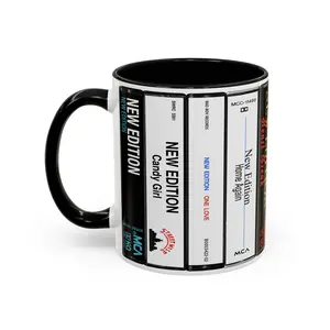 [SALE UP TO 51%] New Edition Cassette Tape Mug, Retro Album Spines Coffee Cup, 80s R&B Boy Band Gift, Soul Music Decor