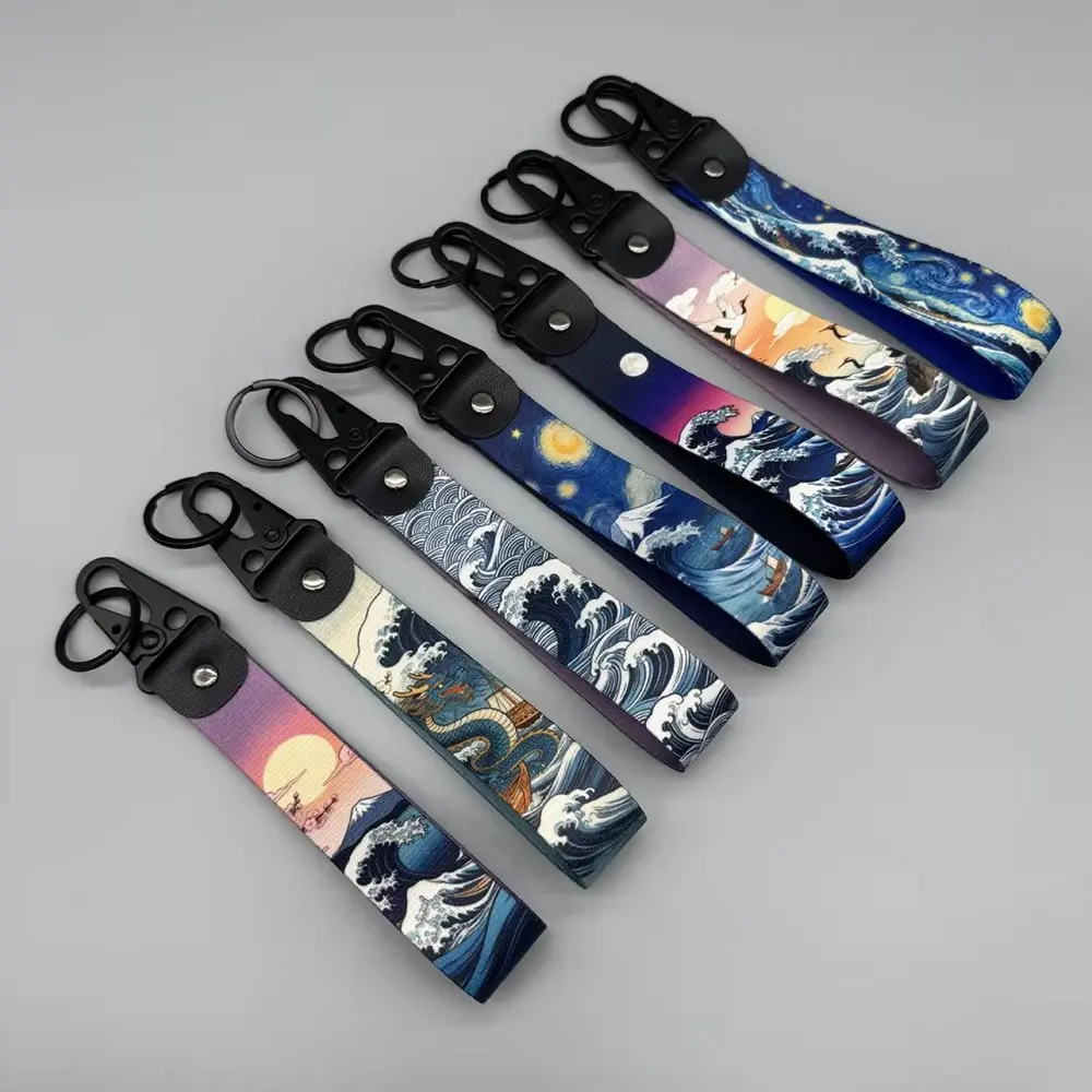 1 Pcs JDM Style Keychain Ring, Racing Motorcycle Key Chain, Car Strap, Key Chain For Car Keys, Key Holder, Automotive Accessory, Japanese Ukiyo-E Style Keychain, Keyrings