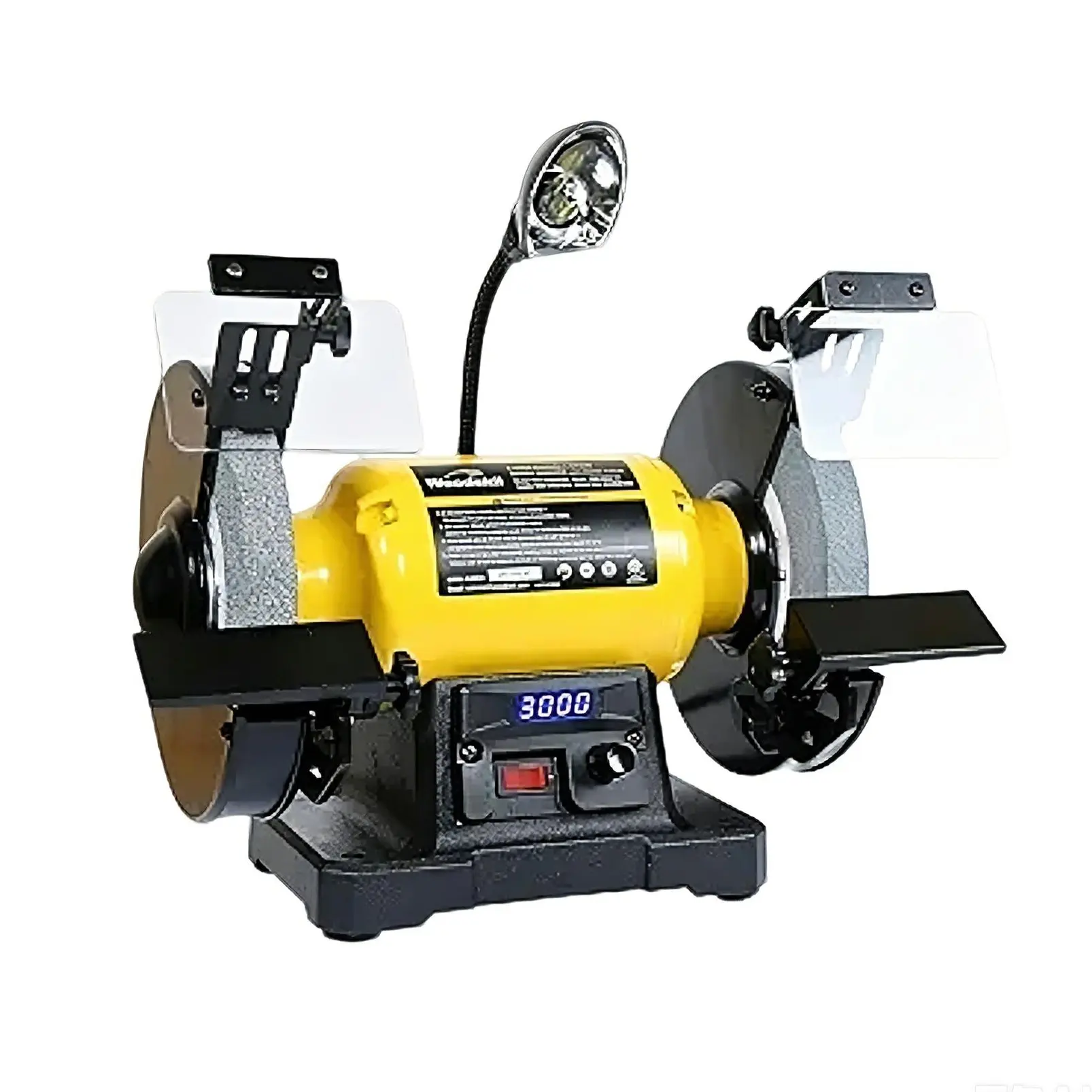Woodskil 8-Inch Variable Speed Bench Grinder - 3/4hp, 5.0A, 120V, 3450 RPM, Advanced Digital Display, Work Light, Adjustable Rest, Cast Iron Base, 42.3 lbs, 2-Year Warranty for Knife, Chisel (TDS-G200VLGA)