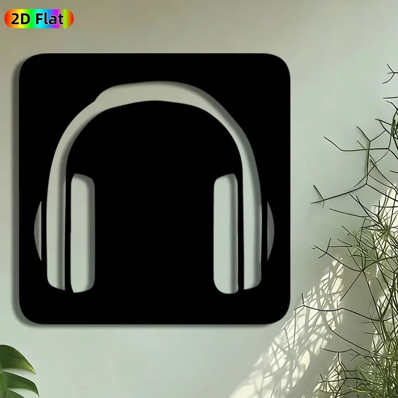 1pc Headphone Silhouette Metal Wall Art, Retro Headphone Statue Mural, Artistic Metalwork, Craftsmanship, Decorative Artwork, Decoration, Perfect for Housewarming, Graduation Decor, Home Decor, Ideal Gift for Music Enthusiasts