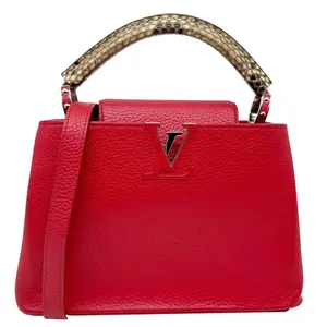 Pre-owned Louis Vuitton Leather Crossbody Bags Capucines BB Python Handle Crossbody Bag Red