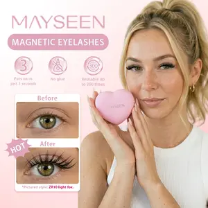 MAYSEEN Soft Magnetic Eyelashes [NEW Heart Box] — No Glue No Eyeliner, Make up,6 Styles,Buy one get five | All-in-One Kit | Upgraded Packaging | Fluffy Natural Look | Reusable Waterproof Lashes with Applicator & Lash Setting Liquid Included Cosmetic