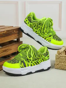 New Thick Sole Leopard Print Men's Casual Sneakers, Comfortable Breathable Low Top Lace-Up Sports Shoes, Ideal for Daily Wear, Gifts, Outdoor Activities