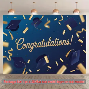 2D Flat, 2D flat banner 1pc, Graduation Congratulations Celebration Durable background fabric suitable for classrooms, offices, and activities - ideal for photo booth props and home decorations, 2D