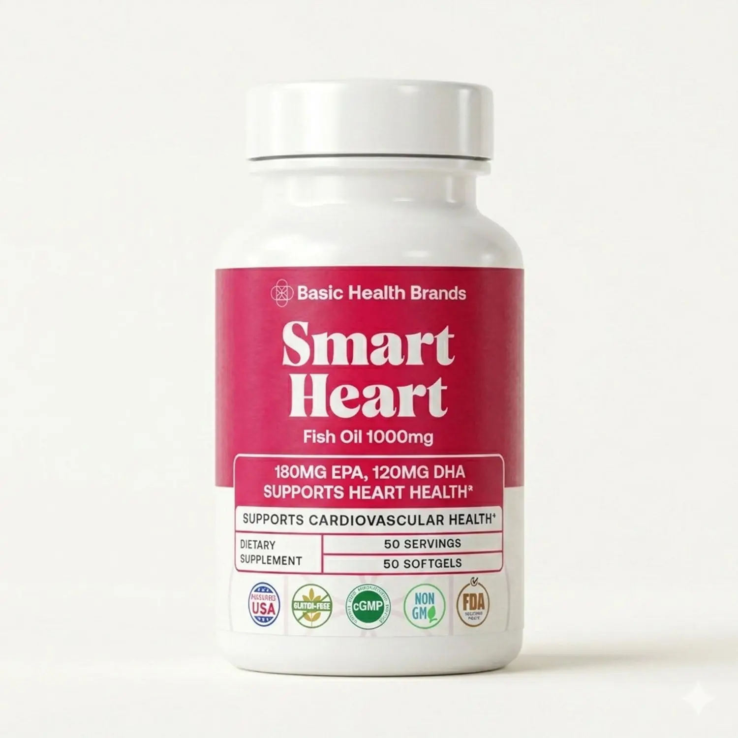 Basic Brands Fish Oil | Wild-Caught Omega-3 EPA & DHA Heart, Brain & Joint Support