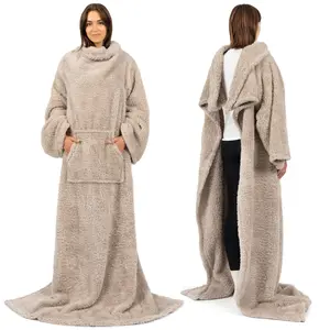 PAVILIA Fluffy Blanket with Sleeves for Women Men Adults, Wearable Blanket Plush Soft Fuzzy, Snuggle Pocket Sleeved TV Throw, Sherpa Fleece Warm Cozy Shaggy Gifts Ideas Mom Wife