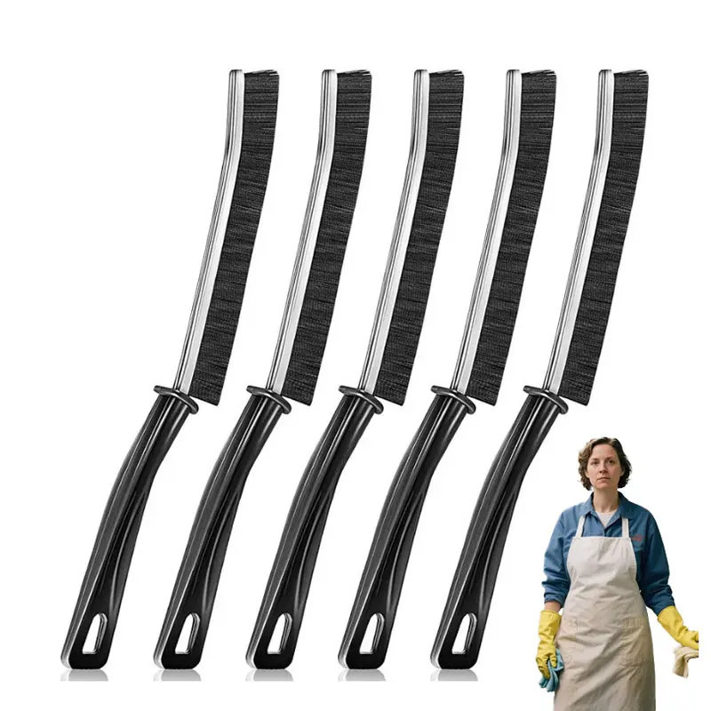 5-Piece Durable Plastic Hard Bristle Crevice Cleaning Hand Tools - DIY Tool with Comfortable Grip, Easy Hanging for Kitchen, Bathroom Tile Grout Gap, Spring Home Care Supplies