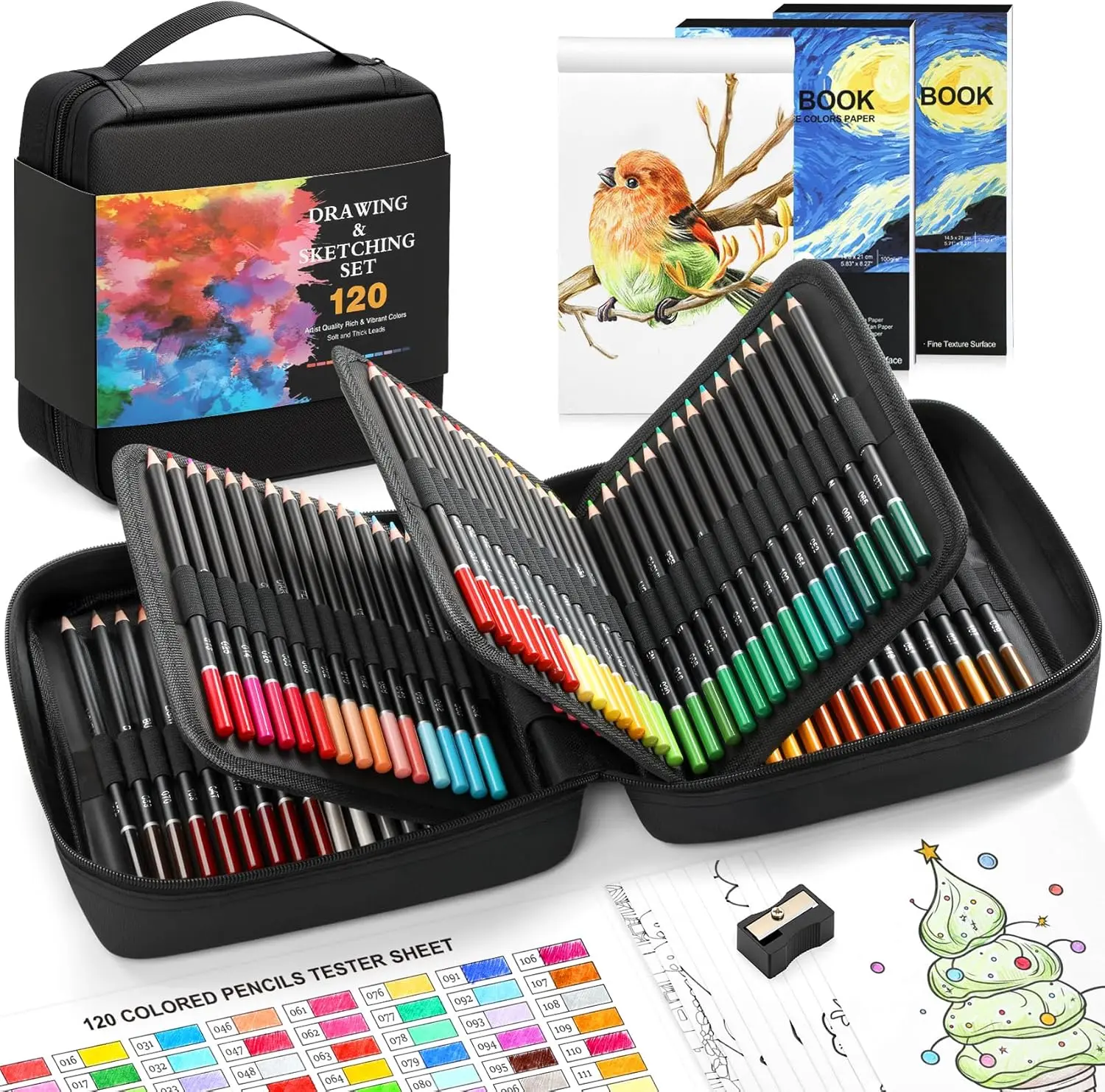 72/120 Pack Colored Pencils for Coloring Books, Soft Core Oil Based Color Pencils with Sketch Book, Color Book, Art Supplies with Zipper Case, Christmas Gifts for Kids, Adults, Artists, Professionals, TikTokShopBlackFriday