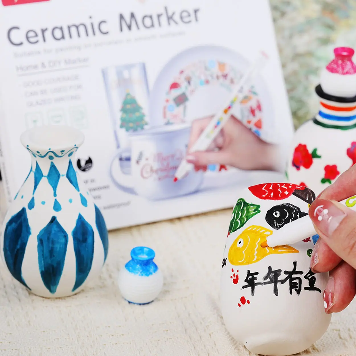 12 Color High Temperature Oven Baking Ceramic Marking Pens Set, Ideal for Rocks Stones Wood, Durable Heat Resistant Ink