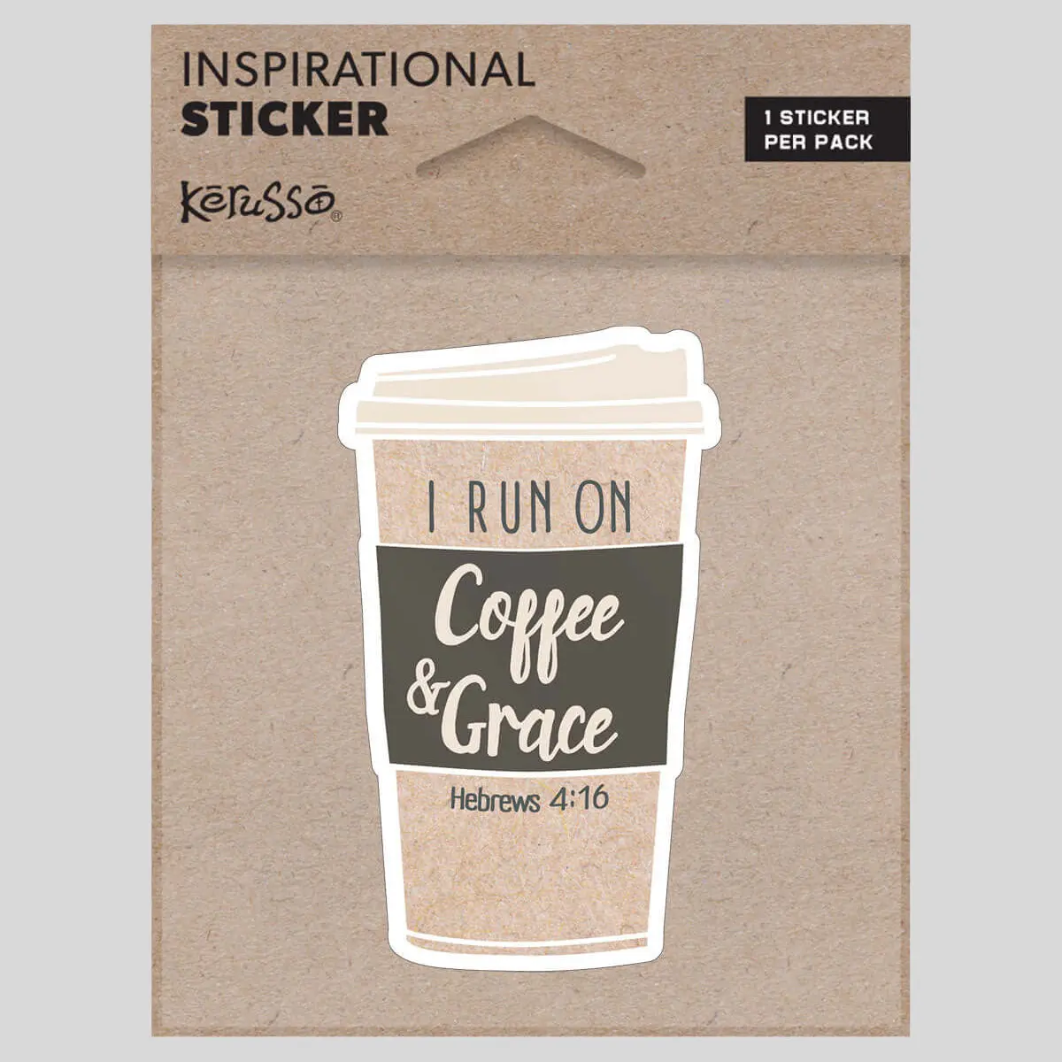 Kerusso Coffee & Grace Sticker, Laminated Vinyl Water-Resistant DIY Scrapbooking Accessory, Inspirational Gifts for Bike Enthusiasts with Faith Motivation