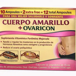 Ovaricon Cuerpo Amarillo Mujer dietary supplement 12 micro doses of Vitamin B1, B2, B3, MSM, glucosamine , ampolletas