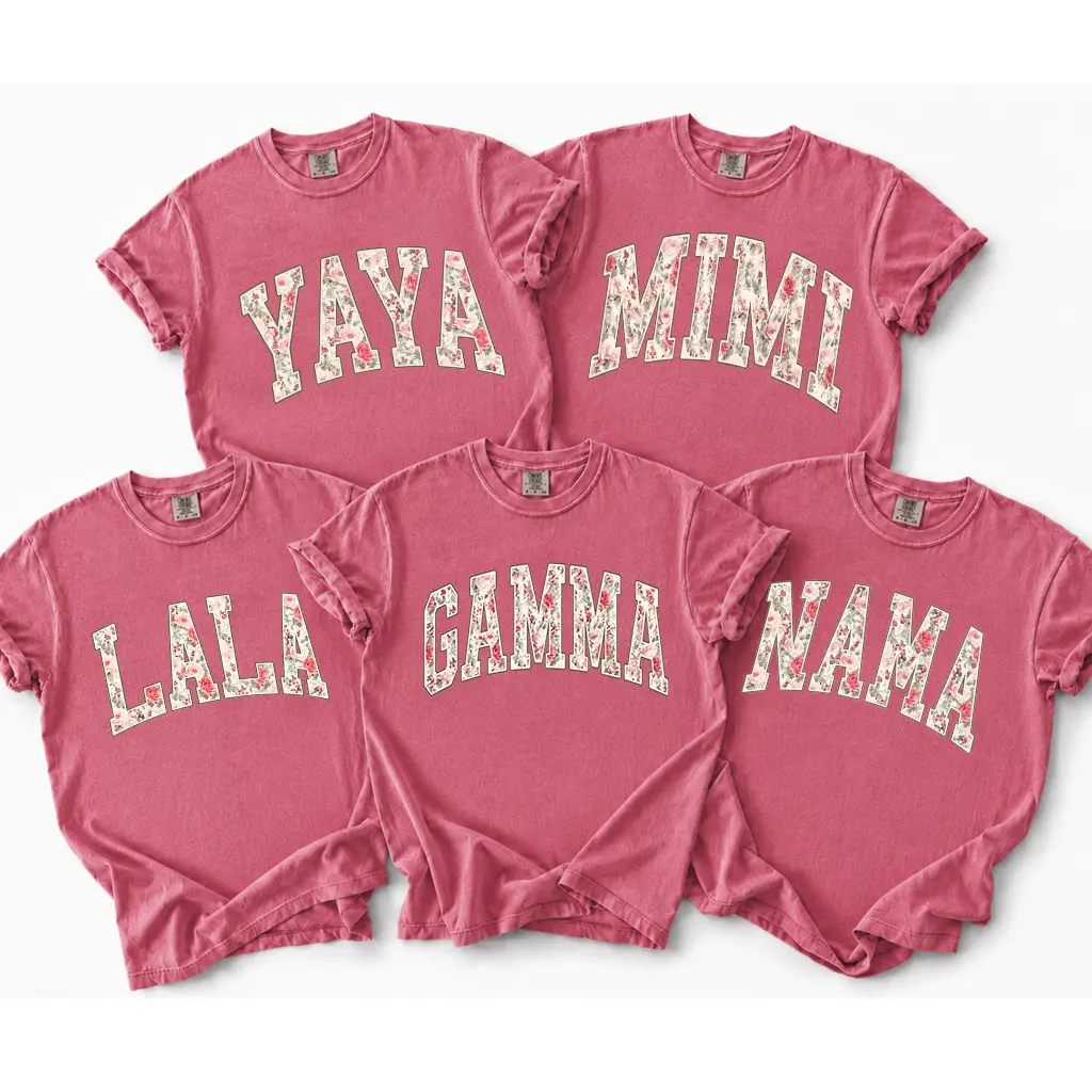 Personalized Preppy Floral Mama T-Shirt, Custom Retro Pink Roses Grandma Shirt, Comfort Colors Nana Gigi Mimi Grammy Lala Mother’s Day Tee, Floral Family Gift for Mom Grandma – DPCLICK