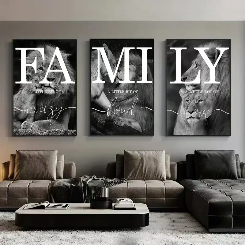 3pcs Lion Art Wall Mural, High-Definition Animal Print Design Canvas Poster, Unframed Living Room Decorations & Bedroom Decor, Home Decoration, Modern Home Decor