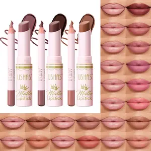 Ushas Matte Lipstick and Lip Liner Duo Set - 12-Color Collection for All Skin Types, Long-Lasting, Alcohol-Free Makeup
