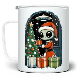 LOFTIPOP Alien Santa Christmas Mug, Fun Paranormal UFO Extraterrestrial Sci Fi Holiday Cup, Designed and Printed in the USA by Loftipop