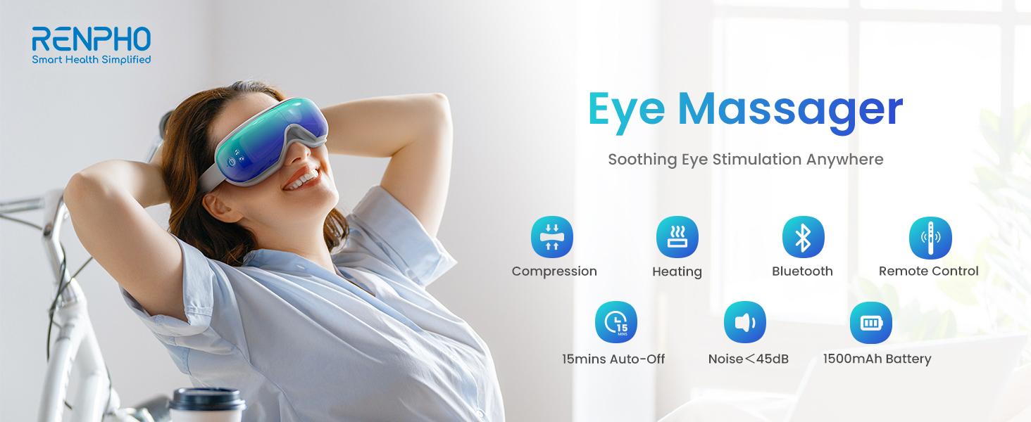 RENPHO Eyeris 1 Eye Massager with Heat, Smart Eye Mask with Bluetooth Music Birthday Gifts for Women Men, Spring Glow Up Eye Care Device for Relax Eye Gift Choice for Man Women