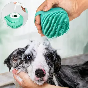 Soft Dog Bath Brush Pet Shampoo Massage Dispenser Grooming Shower Silicone