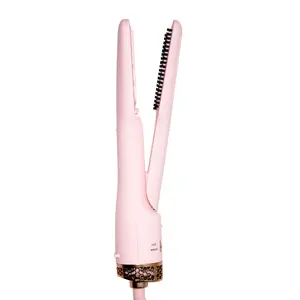 FoxyBae Wet-to-Slay 2-in-1 Hot Air Styler – Ceramic Hair Straightener & Dryer – Ionic & Tourmaline Technology – Fast Drying, Anti-Frizz, Less Heat Damage – Boar Bristles – Adjustable 98°F–257°F – Blush Pink