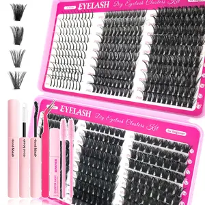 DIY Lash Clusters, Waterproof Long-Lasting, Fluffy and Weightless, Ultra-Thin Band Bond, Beginner Friendly, Self Grafting Fake Eyelashes for Women
